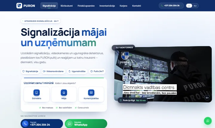 PURON mājaslapa datorā un telefonā