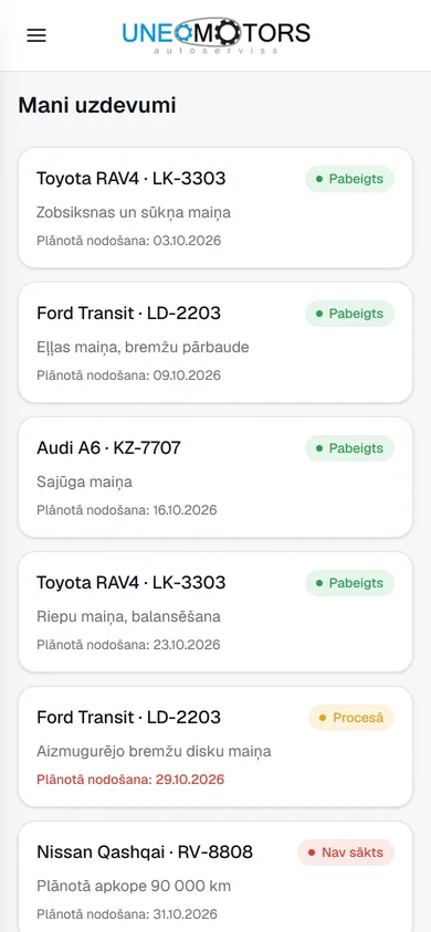 Задания мастера на телефоне